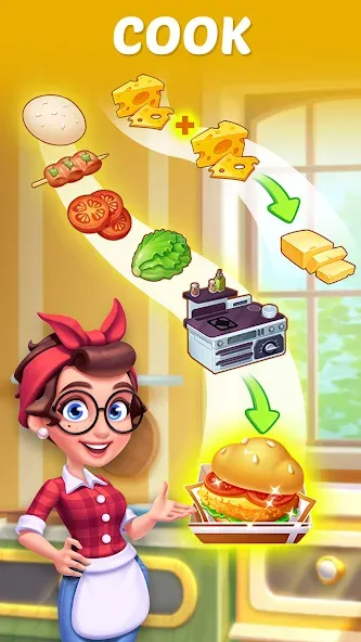 Merge Cooking:Theme Restaurant [MOD: безлимитные монеты и все рецепты] Screenshot 4