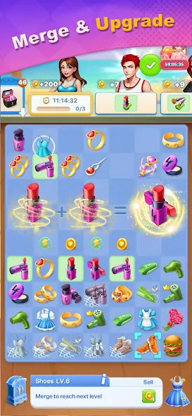 Merge Lover: Story &amp; Makeover [MOD: безлимитные деньги и энергия] Screenshot 4