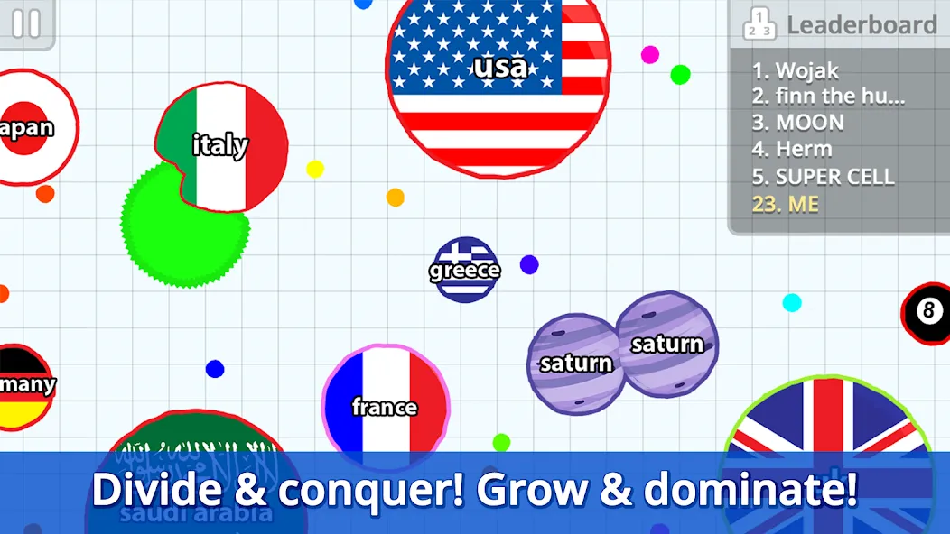 Agar.io [MOD: увеличенный размер и бессмертие] Screenshot 2