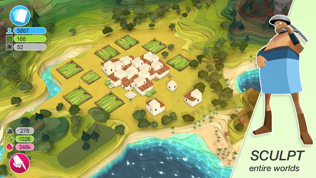 Godus [MOD: безлимитные ресурсы и божественная сила] Screenshot 1