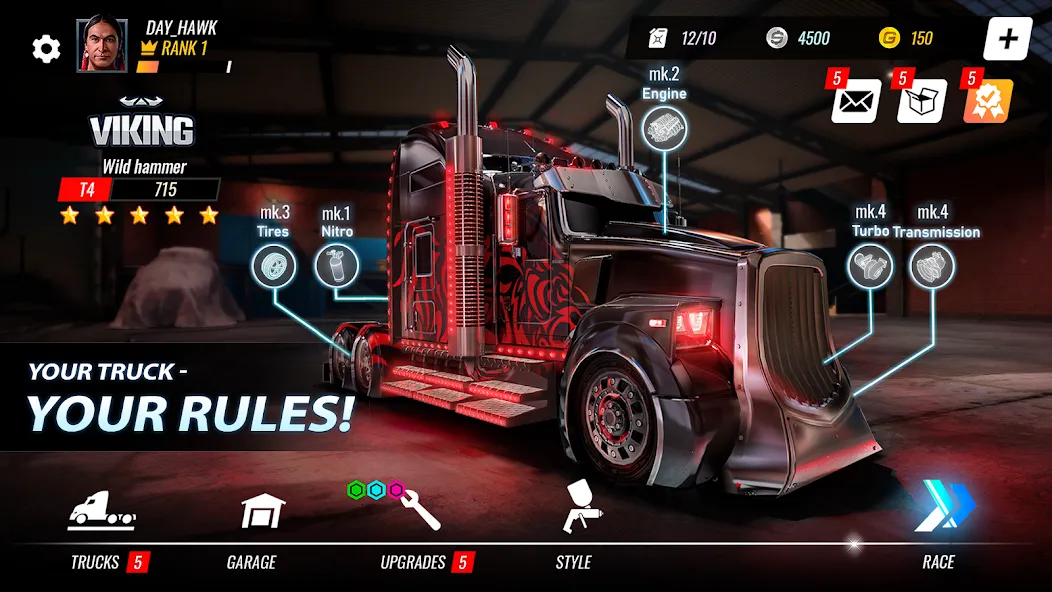Big Rig Racing: Drag racing [MOD: безлимитные деньги и топливо] Screenshot 1