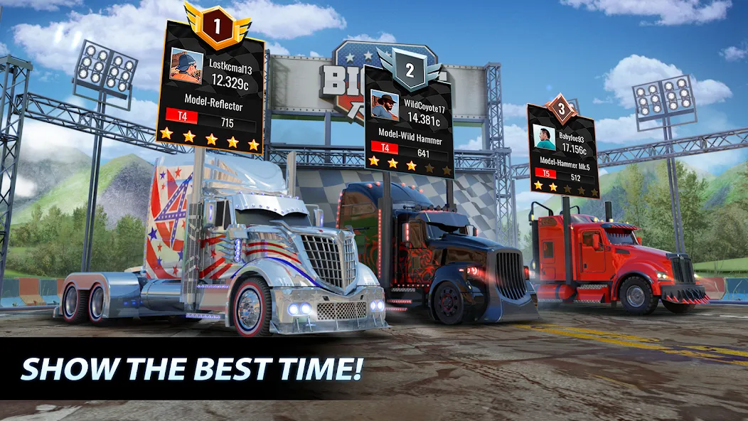 Big Rig Racing: Drag racing [MOD: безлимитные деньги и топливо] Screenshot 3