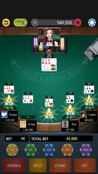 World Blackjack King [MOD: безлимитные фишки и открыты столы] Screenshot 2
