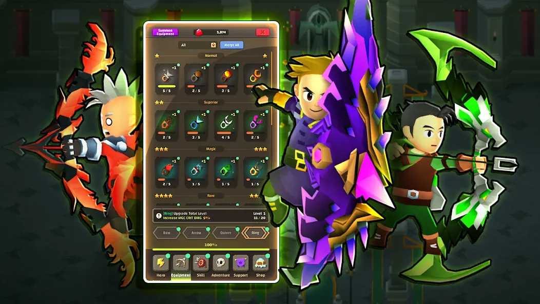 Super Arrow AFK: Skill Combos [MOD: безлимитные деньги и усиленные навыки] Screenshot 3