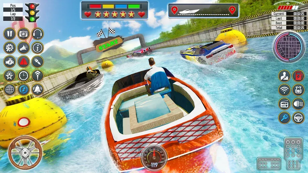 Speed Boat Racing: Boat games [MOD: безлимитные деньги и все лодки открыты] Screenshot 1