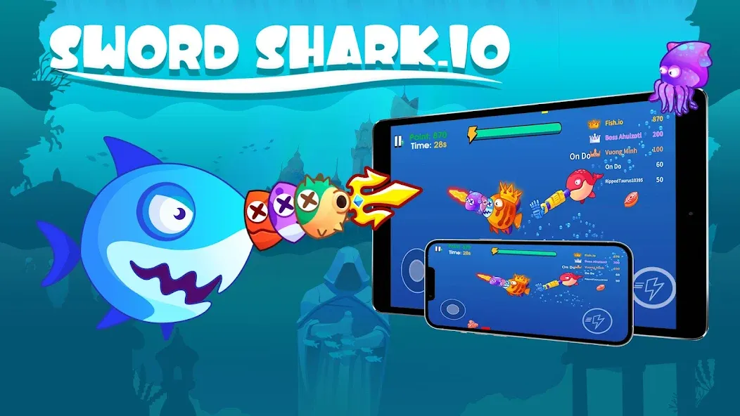 Sword Shark.io - Hungry Shark [MOD: много денег и алмазов] Screenshot 1
