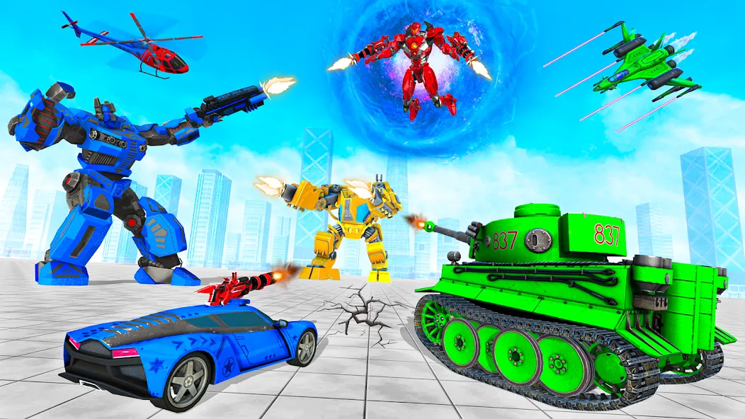 Tank Robot Game Army Games [MOD: мощные роботы и бесконечные боеприпасы] Screenshot 3