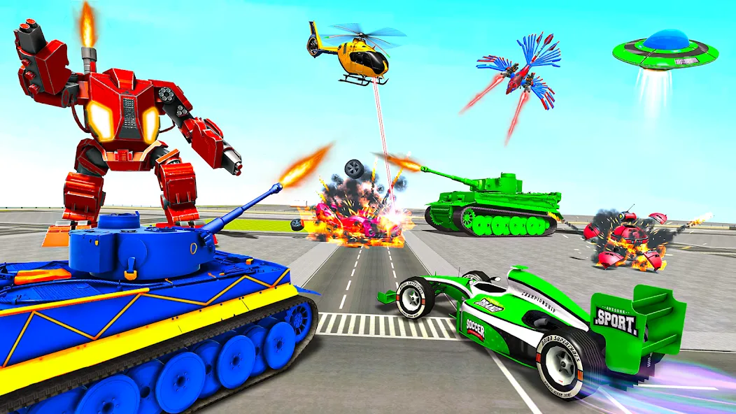 Tank Robot Game Army Games [MOD: мощные роботы и бесконечные боеприпасы] Screenshot 5