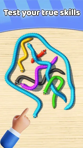Tangled Snakes Puzzle Game [MOD: разблокированы все уровни и подсказки] Screenshot 4