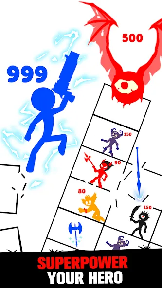 Stick Fight: Endless Battle [MOD: безлимитные монеты и оружие] Screenshot 3