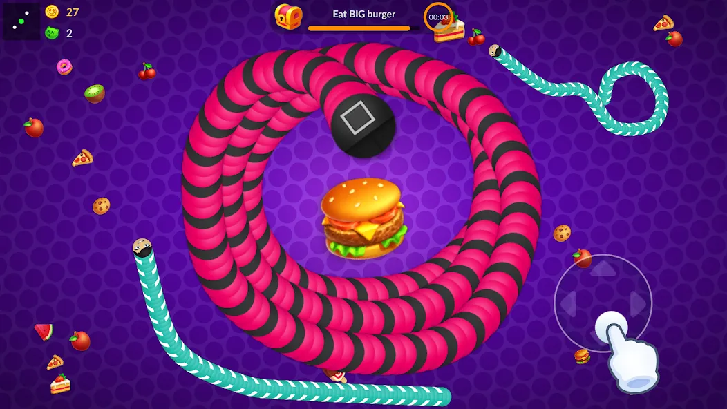 Snake vs Worms: Fun .io Zone [MOD: без рекламы и много монет] Screenshot 1