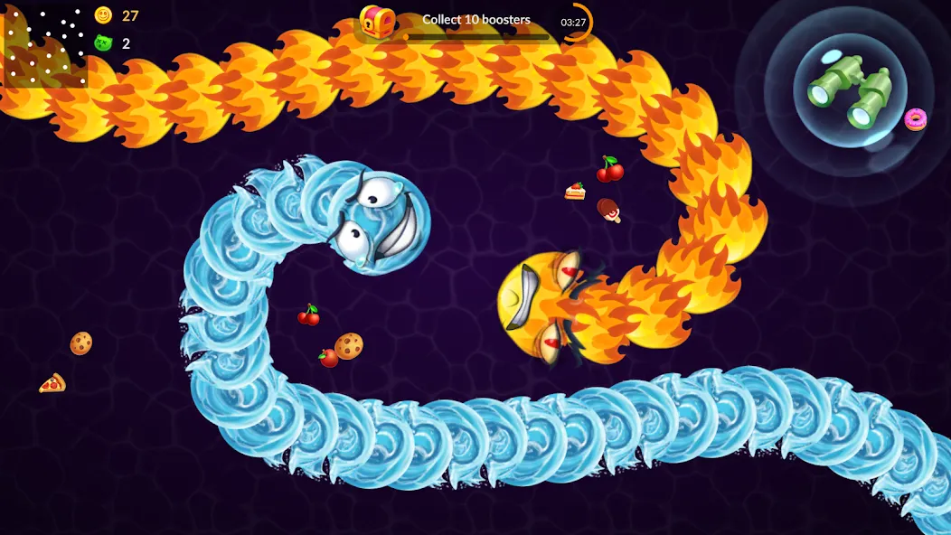 Snake vs Worms: Fun .io Zone [MOD: без рекламы и много монет] Screenshot 2