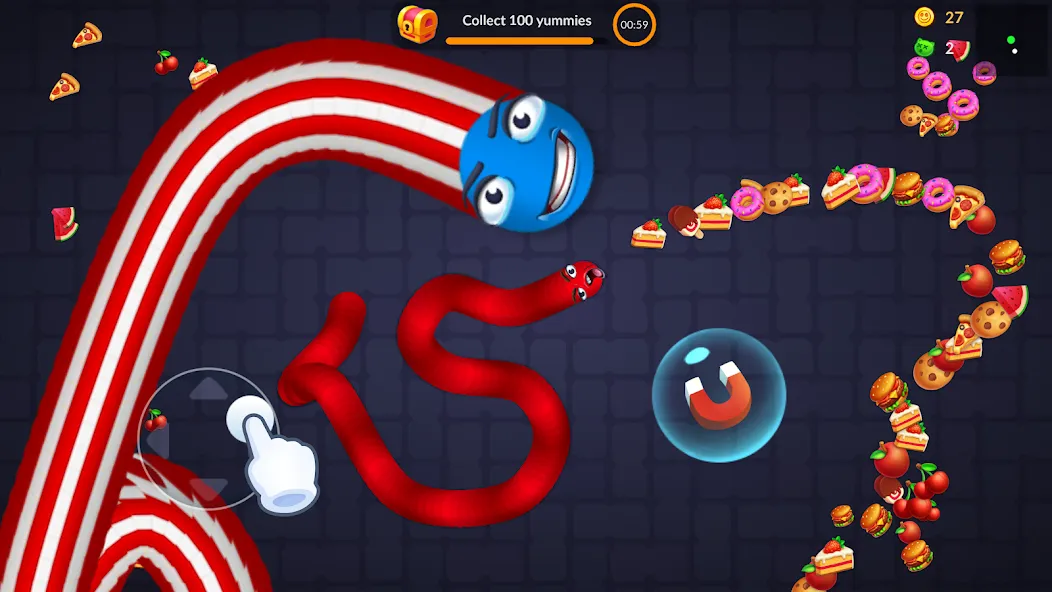 Snake vs Worms: Fun .io Zone [MOD: без рекламы и много монет] Screenshot 3