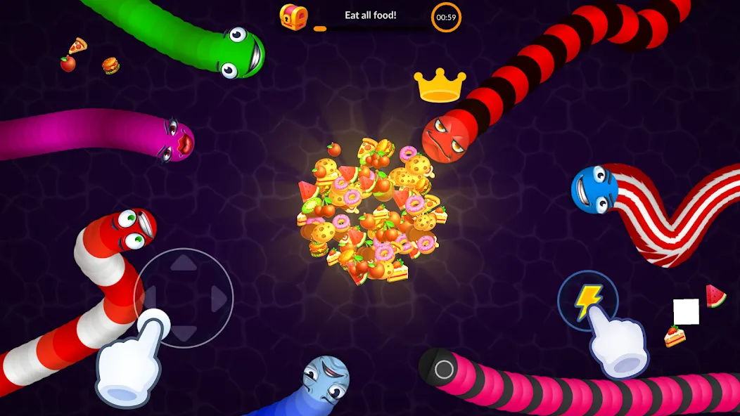 Snake vs Worms: Fun .io Zone [MOD: без рекламы и много монет] Screenshot 4