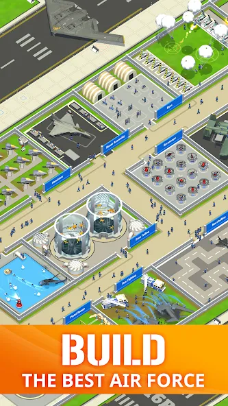 Idle Air Force Base [MOD: много денег и все улучшения] Screenshot 1