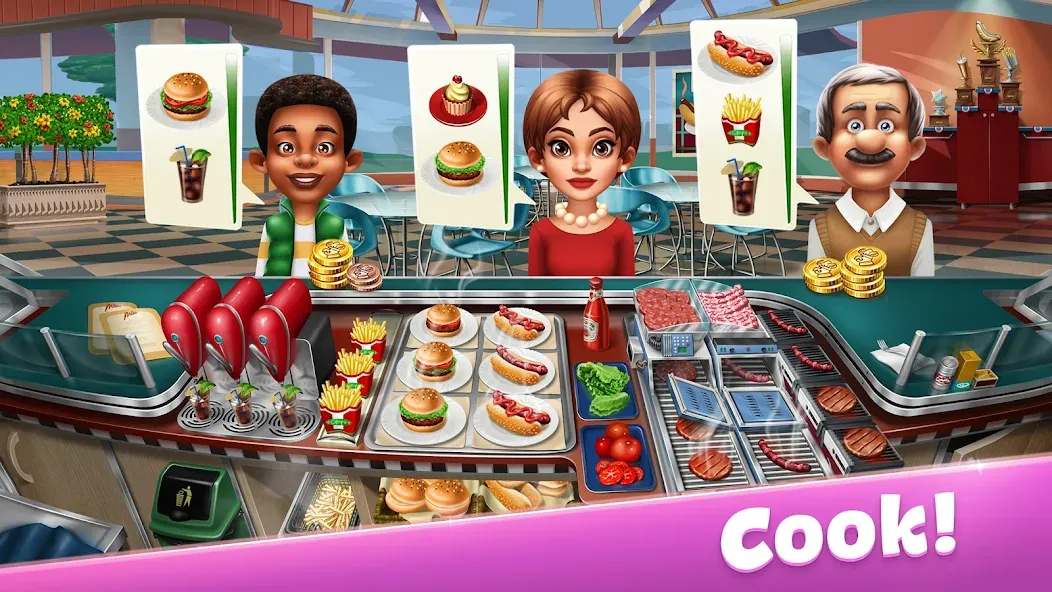 Cooking Fever: Restaurant Game [MOD: безлимитные монеты и все рестораны открыты] Screenshot 1