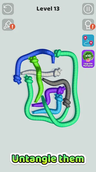 Tangled Snakes [MOD: безлимитные подсказки и все уровни] Screenshot 1