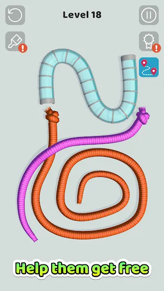 Tangled Snakes [MOD: безлимитные подсказки и все уровни] Screenshot 2