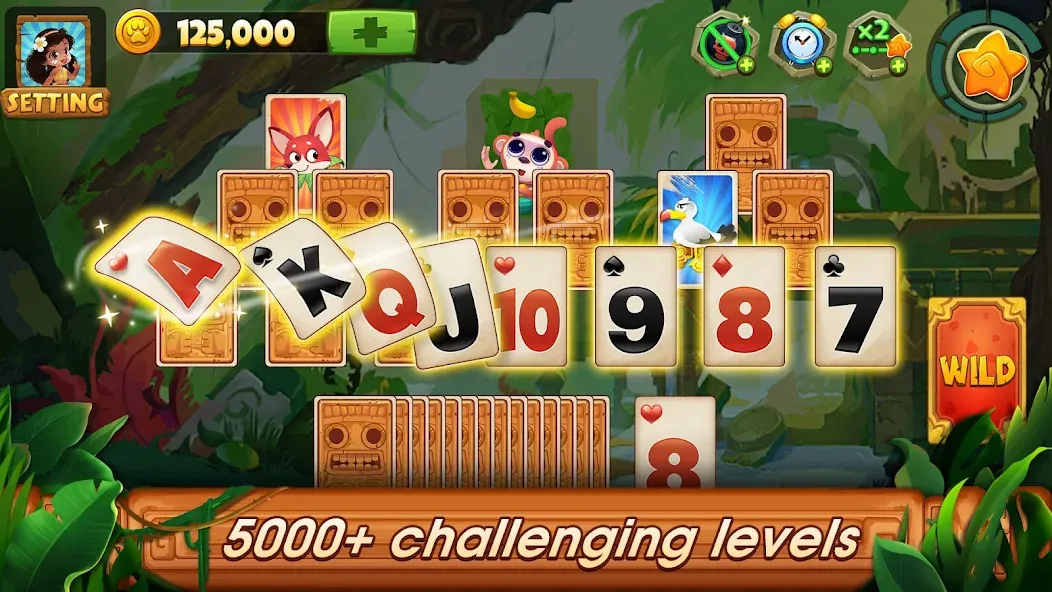 Solitaire Tripeaks: Card Games [MOD: безлимитные монеты, подсказки и отмены] Screenshot 1