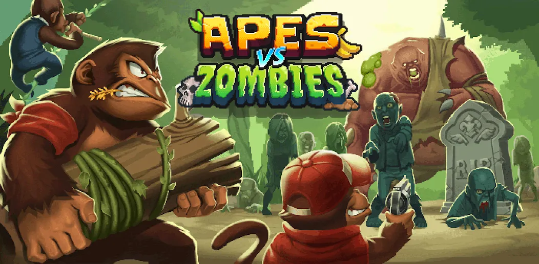 Apes vs. Zombies [MOD: безлимитные ресурсы и усиленные обезьяны] Screenshot 1