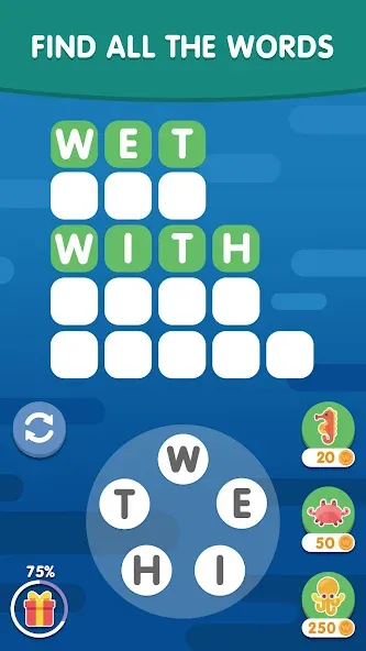 Word Search Sea: Word Puzzle [MOD: безлимитные подсказки и открыты уровни] Screenshot 3