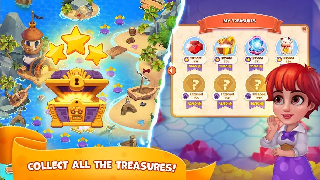Pirate Treasures: Jewel &amp; Gems [MOD: безлимитные монеты и жизни] Screenshot 4