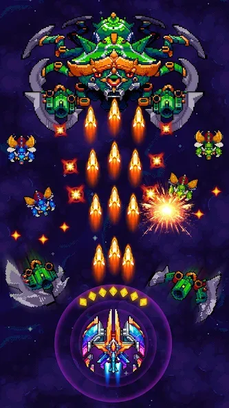 Galaxiga Arcade Shooting Game [MOD: безлимитные монеты и все корабли] Screenshot 1