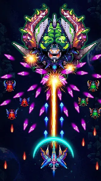Galaxiga Arcade Shooting Game [MOD: безлимитные монеты и все корабли] Screenshot 2