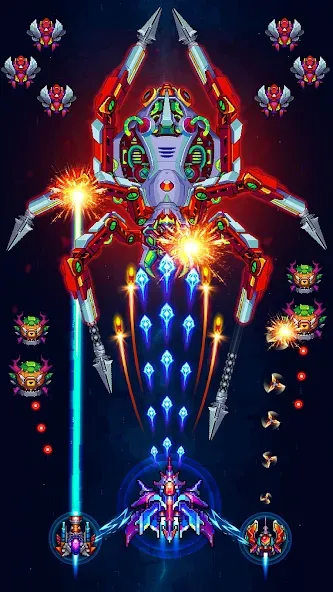Galaxiga Arcade Shooting Game [MOD: безлимитные монеты и все корабли] Screenshot 3