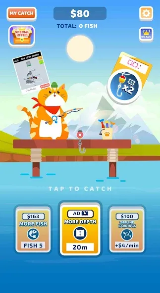 Idle Furry Fishing! [MOD: безлимитные монеты и быстрый улов] Screenshot 1
