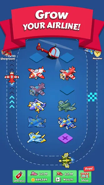Merge Planes Idle Plane Game [MOD: безлимитные деньги и самолеты] Screenshot 1
