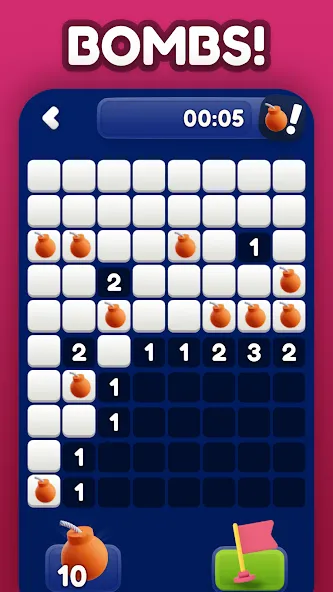 Minesweeper Bomb Mines Game [MOD: без рекламы и бесконечные подсказки] Screenshot 3