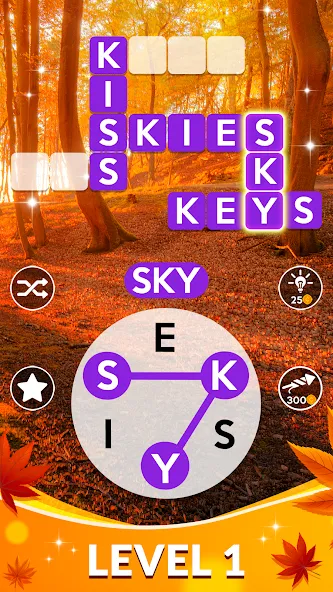 Wordscapes [MOD: безлимитные подсказки и открыты все уровни] Screenshot 1