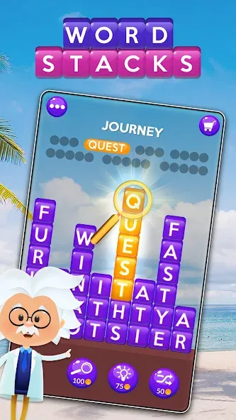 Word Stacks [MOD: открыты все уровни и подсказки] Screenshot 1