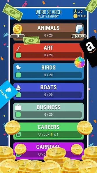 Make Money: Word Search [MOD: безлимитные монеты и подсказки] Screenshot 1