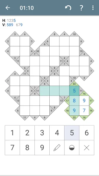 Kakuro (Cross Sums] [MOD: подсказки и все уровни открыты] Screenshot 1