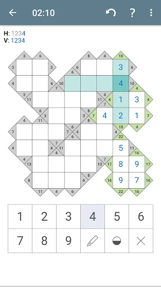 Kakuro (Cross Sums] [MOD: подсказки и все уровни открыты] Screenshot 2