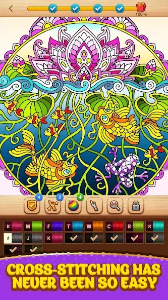 Cross Stitch Coloring Mandala [MOD: без рекламы и все узоры открыты] Screenshot 2