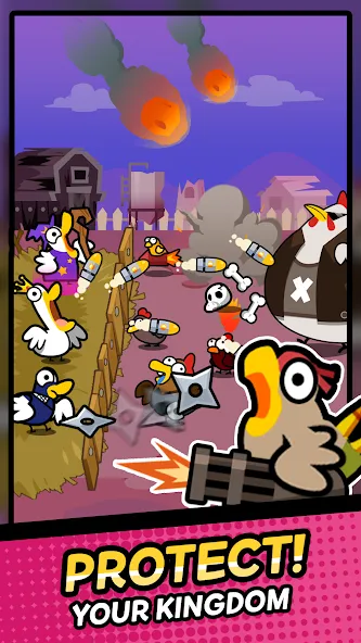 Duck vs Chicken : Idle Defense [MOD: безлимитные деньги и усиленная защита] Screenshot 1