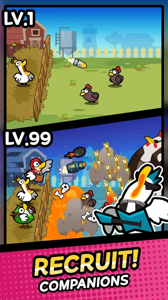 Duck vs Chicken : Idle Defense [MOD: безлимитные деньги и усиленная защита] Screenshot 2