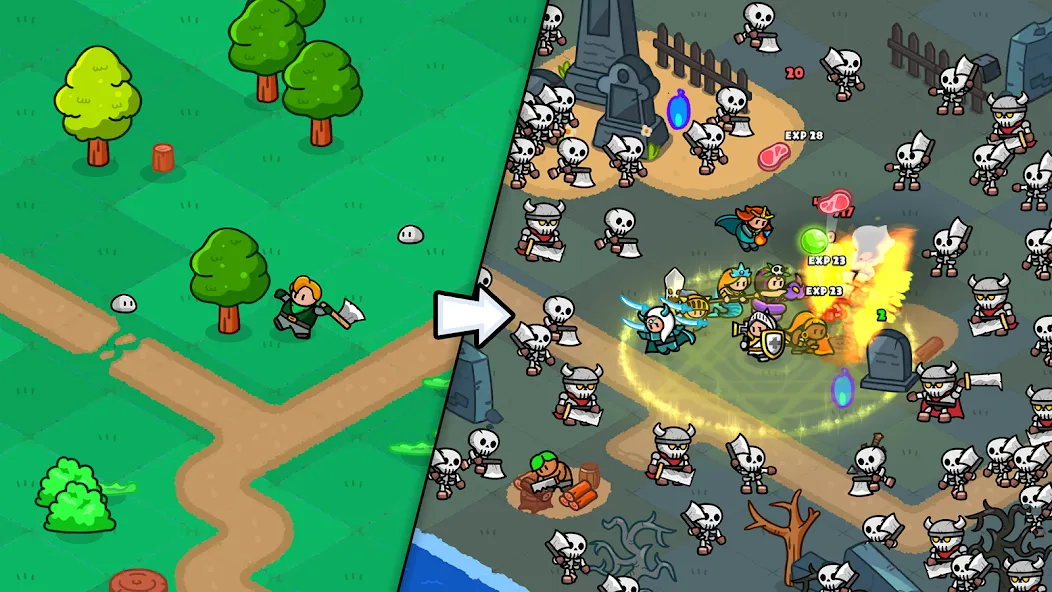Rumble Heroes - Adventure RPG [MOD: безлимитные деньги и усиленные герои] Screenshot 1