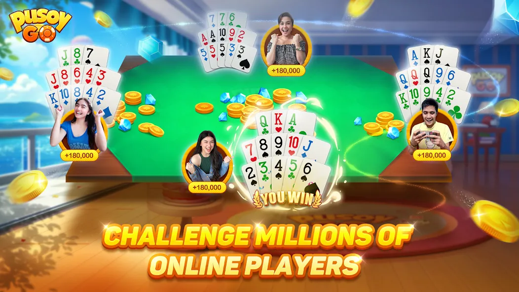 Pusoy Go-Competitive 13 Cards [MOD: безлимитные монеты и алмазы] Screenshot 1