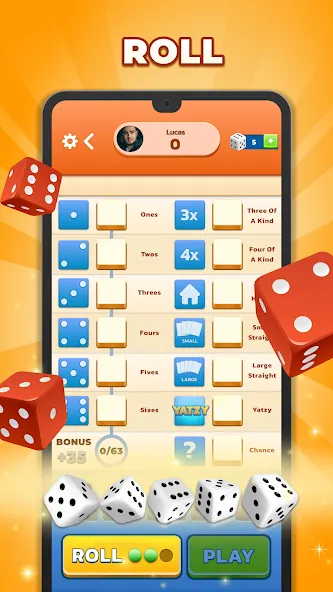 Yatzy - Fun Classic Dice Game [MOD: безлимитные броски и открыты бонусы] Screenshot 3