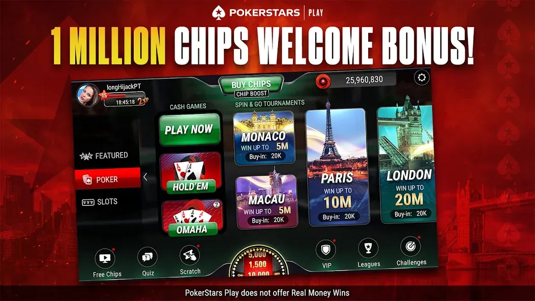 PokerStars Play: Texas Hold'em [MOD: безлимитные фишки и открытые столы] Screenshot 4