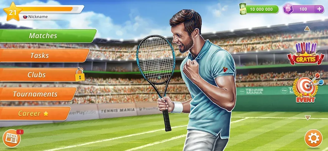 Tennis Mania Mobile [MOD: безлимитные монеты и все ракетки] Screenshot 2