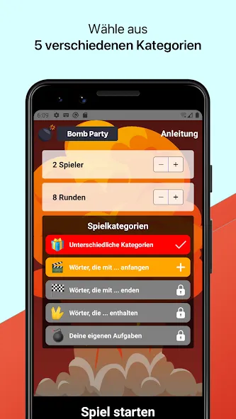 Bomb Party: Das Bombenspiel! [MOD: безлимитные подсказки и быстрые раунды] Screenshot 1
