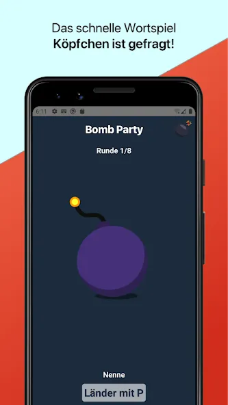 Bomb Party: Das Bombenspiel! [MOD: безлимитные подсказки и быстрые раунды] Screenshot 2
