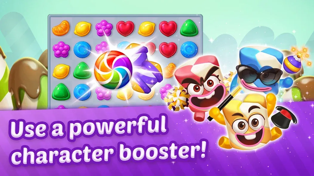 Lollipop Sweet Heroes Match3 [MOD: безлимитные жизни и подсказки] Screenshot 4