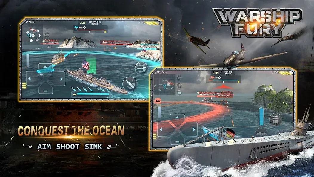 Warship Fury [MOD: безлимитные ресурсы и усиленный флот] Screenshot 3