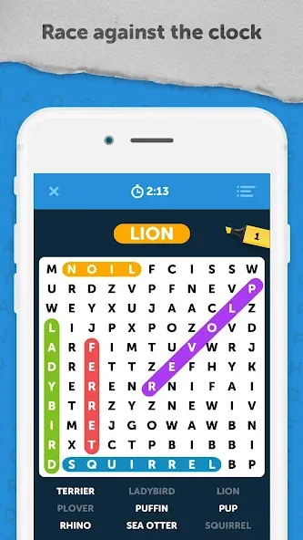 Infinite Word Search Puzzles [MOD: безлимитные подсказки и монеты] Screenshot 1